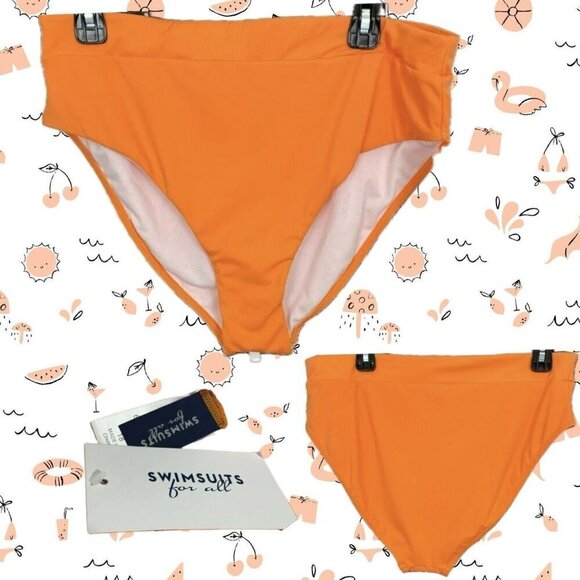 Swimsuit For All 18 Tangerine Thick Waistband Lined High-Cut Brief Swim Bottom - Picture 1 of 4